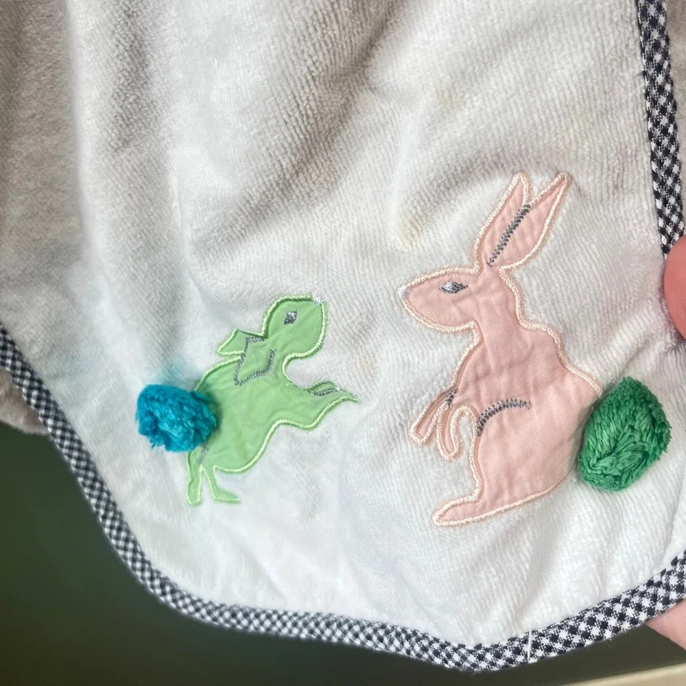 MacKenzie-Childs Kids Cotton Tail Hooded Poncho White Terry Bunny‎ Bath Wrap